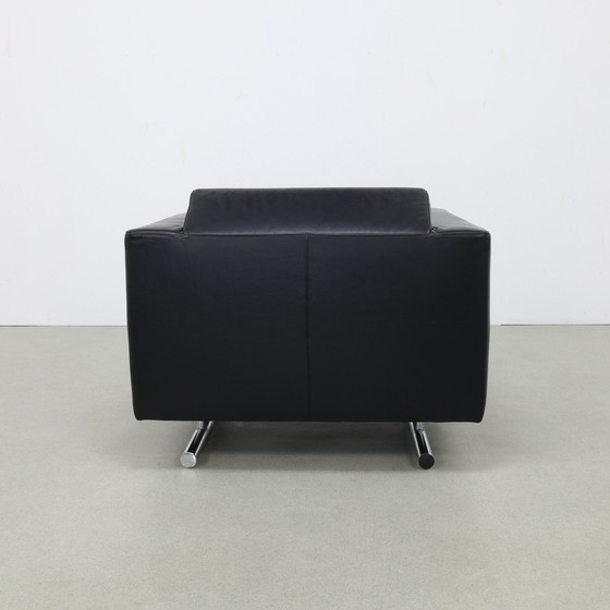 Image 1 of Chaise longue en cuir et chrome par Molinari, 1990