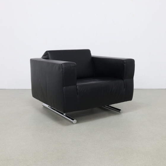 Image 1 of Chaise longue en cuir et chrome par Molinari, 1990