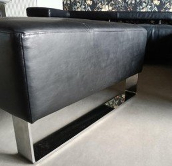 Image 1 of Leather Corner Sofa And Hocker Montel Cipriani