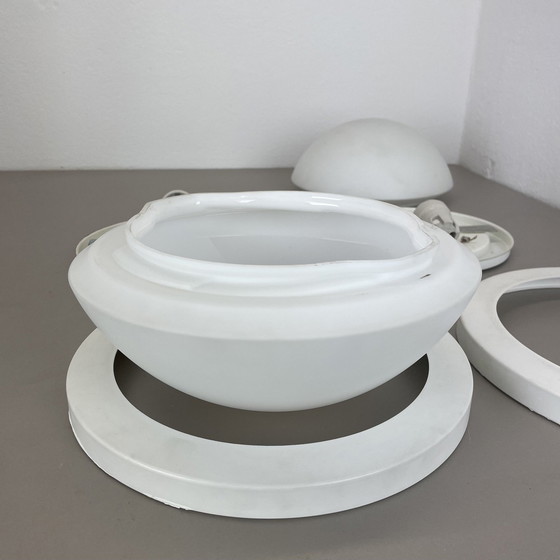 Image 1 of Set Of 2 Metal And Glass Wall Ceiling Lights By Glashütte Limburg, Germany, 1980