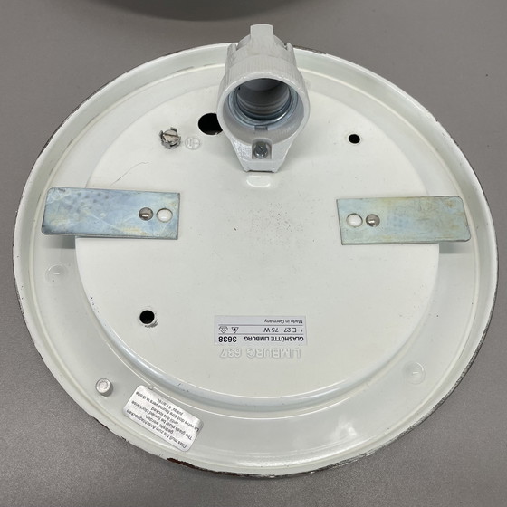 Image 1 of Set Of 2 Metal And Glass Wall Ceiling Lights By Glashütte Limburg, Germany, 1980