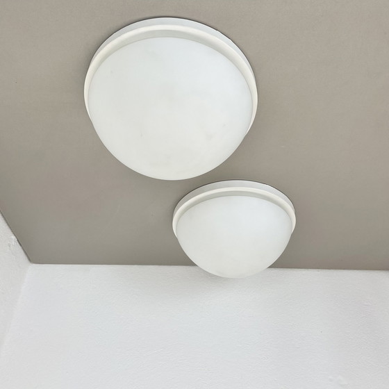 Image 1 of Set Of 2 Metal And Glass Wall Ceiling Lights By Glashütte Limburg, Germany, 1980