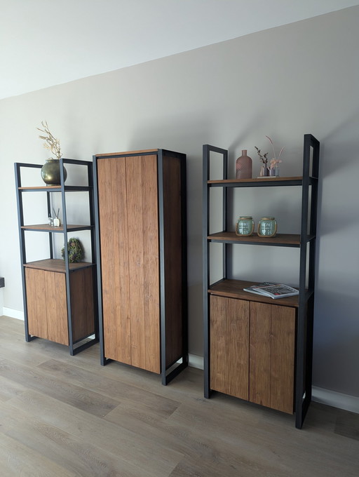 3X D-Bhodi Fendy Industrial Teak Wall Cabinet