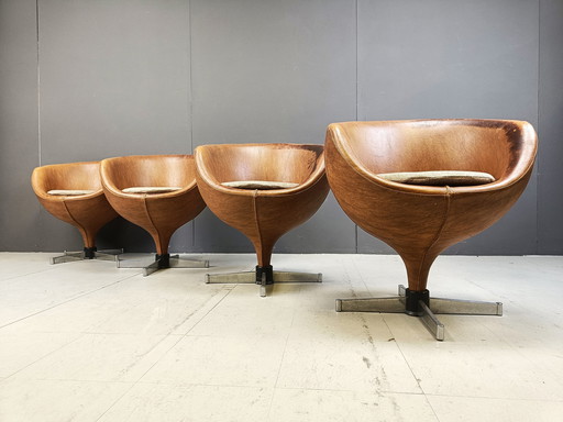 Set Of 4 Luna Lounge Chairs By Pierre Guariche For Meurop, 1960S 