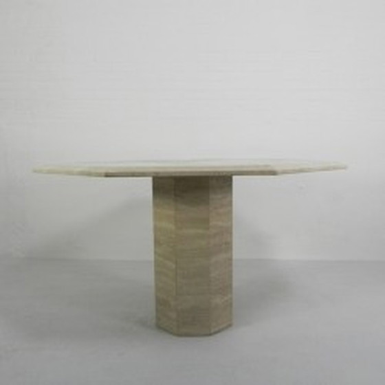 Image 1 of 8-Sided Mid-Century Dining Table Travertin - 1970s