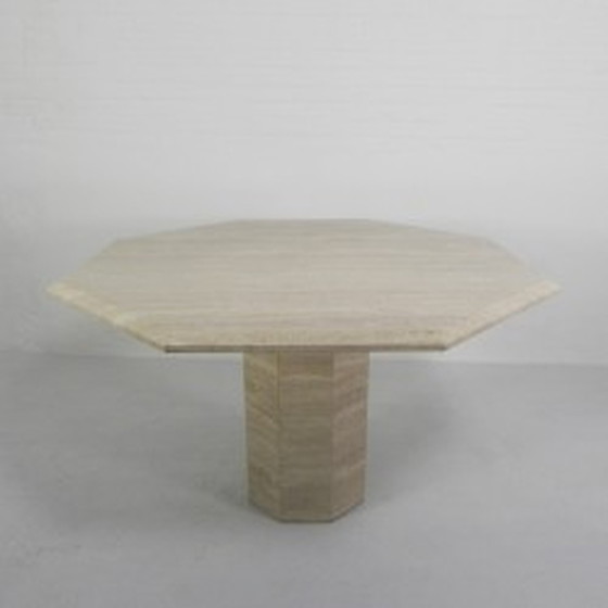 Image 1 of 8-Sided Mid-Century Dining Table Travertin - 1970s