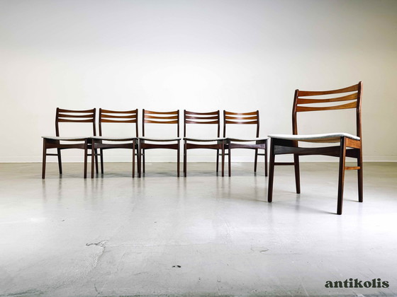 Image 1 of Set of 6 Teak Mid - Century Chairs Danish Design New Covered