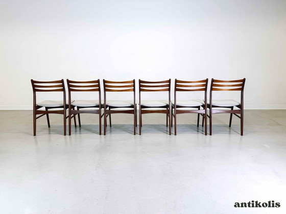 Image 1 of Set of 6 Teak Mid - Century Chairs Danish Design New Covered