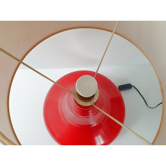 Image 1 of Vintage red glass lamp, 1960s
