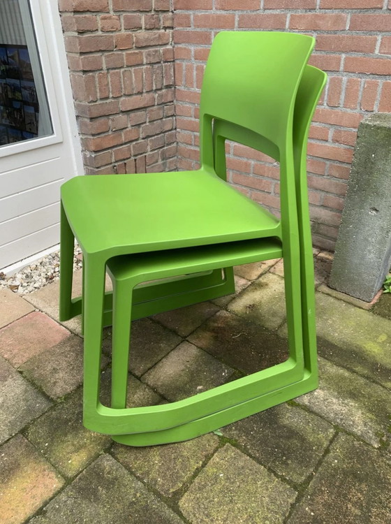 Image 1 of 2x Vitra Tip Ton green chairs