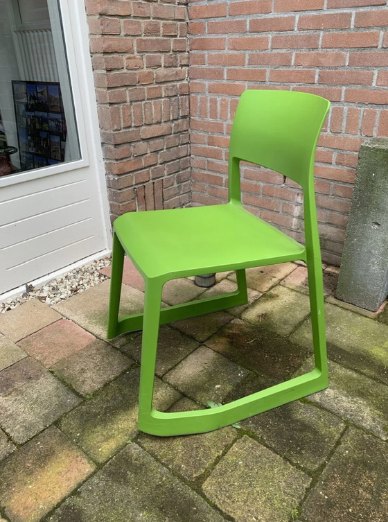 Image 1 of 2x Vitra Tip Ton green chairs