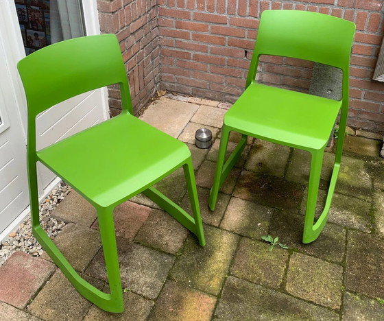 Image 1 of 2x Vitra Tip Ton green chairs