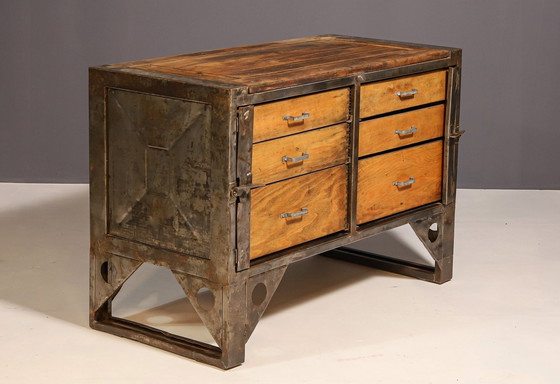 Image 1 of Industrial Iron Chest Of Drawers From The 1950S, Czechoslovakia