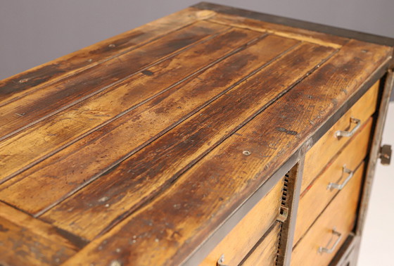 Image 1 of Industrial Iron Chest Of Drawers From The 1950S, Czechoslovakia