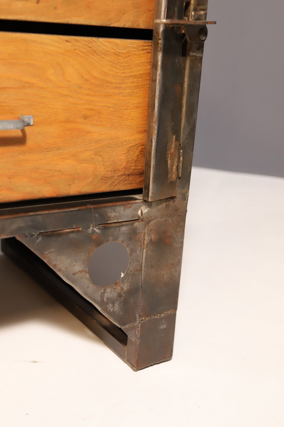 Image 1 of Industrial Iron Chest Of Drawers From The 1950S, Czechoslovakia