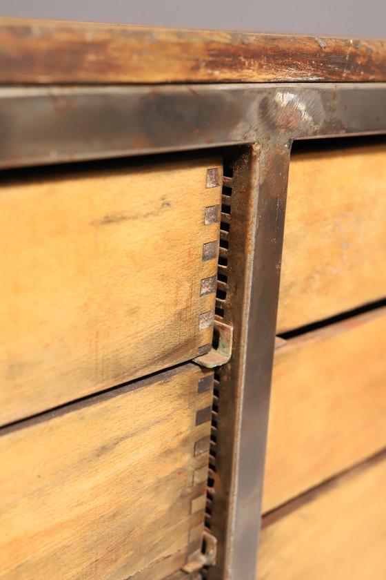 Image 1 of Industrial Iron Chest Of Drawers From The 1950S, Czechoslovakia