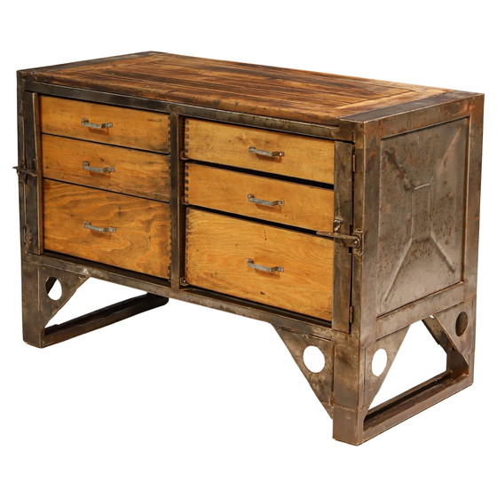 Image 1 of Industrial Iron Chest Of Drawers From The 1950S, Czechoslovakia