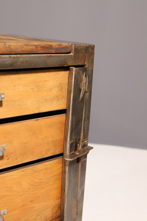 Image 1 of Industrial Iron Chest Of Drawers From The 1950S, Czechoslovakia