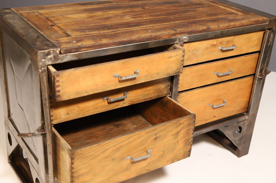 Image 1 of Industrial Iron Chest Of Drawers From The 1950S, Czechoslovakia