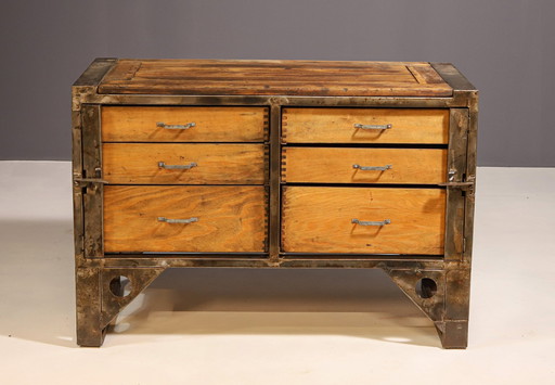 Industrial Iron Chest Of Drawers From The 1950S, Czechoslovakia