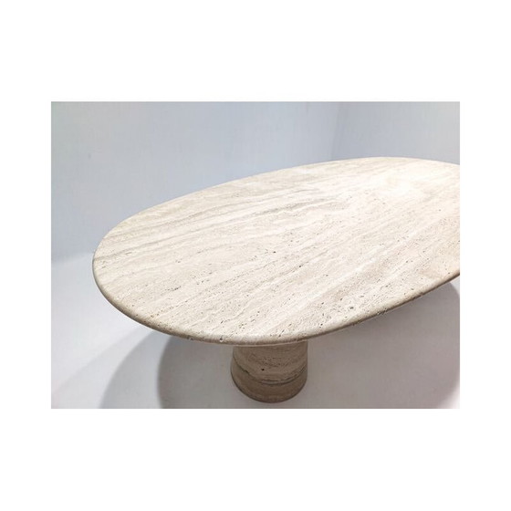 Image 1 of Vintage contemporary travertine dining table, Italy