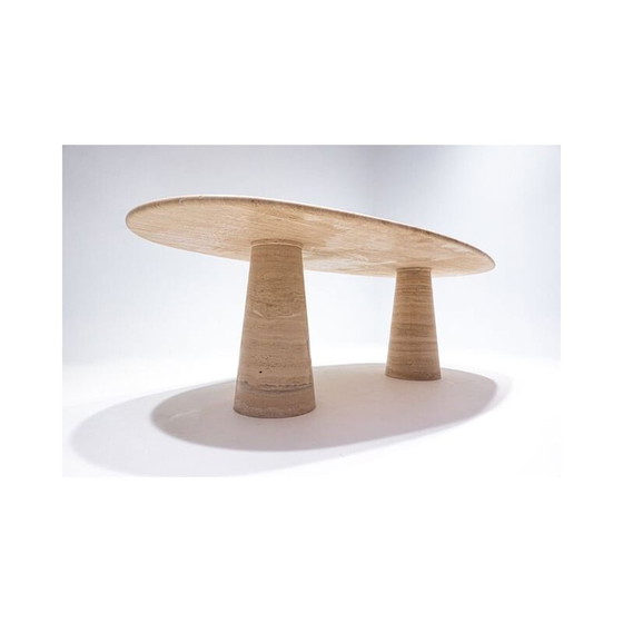 Image 1 of Vintage contemporary travertine dining table, Italy