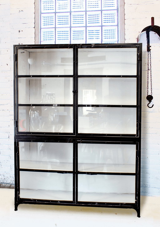 Industrial Black/Glass Display Cabinet