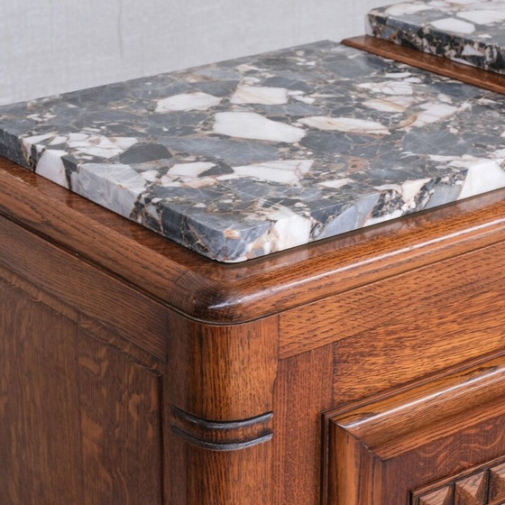 Image 1 of Vintage marble and oak sideboard, France 1940