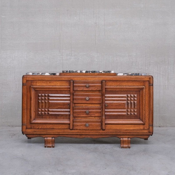 Image 1 of Vintage marble and oak sideboard, France 1940