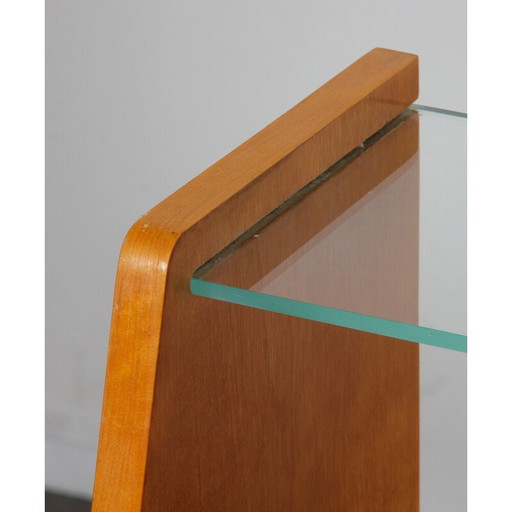 Pareja de mesitas de noche vintage en madera y opalina negra, 1960