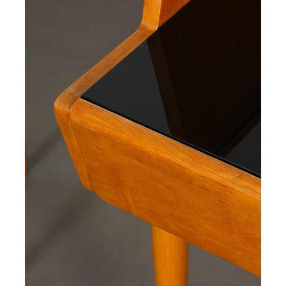 Image 1 of Coppia di comodini vintage in legno e opalino nero, 1960