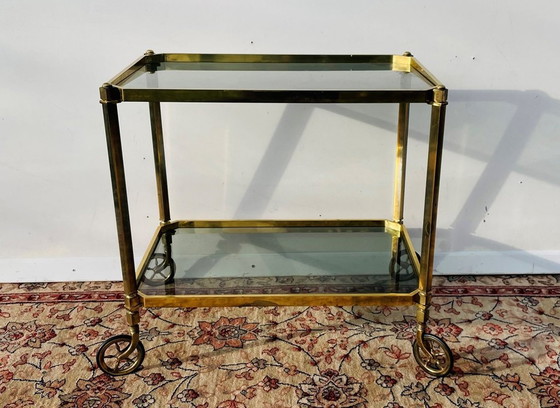 Image 1 of 70S Serving Cart * Vintage Hollywood Regency * Roller Table