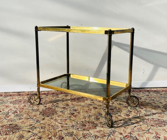 Image 1 of 70S Serving Cart * Vintage Hollywood Regency * Roller Table