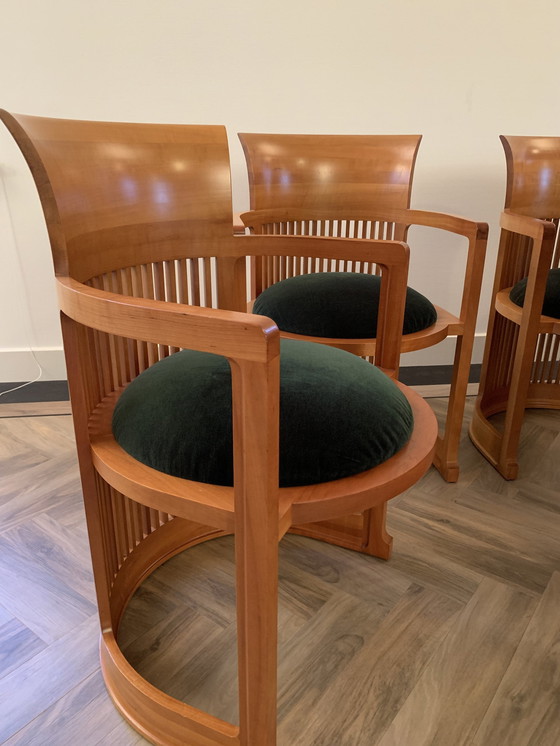 Image 1 of Set Of 6 Barrel Chairs 606 By Frank Lloyd Wright Manufactured By Cassina