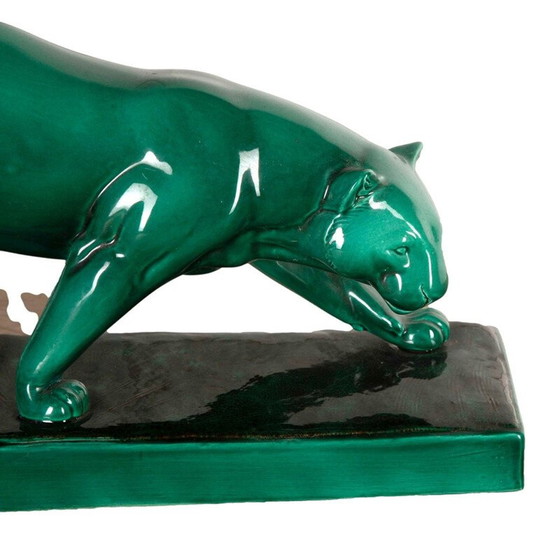 Image 1 of Vintage art deco ceramic panther by Rochard