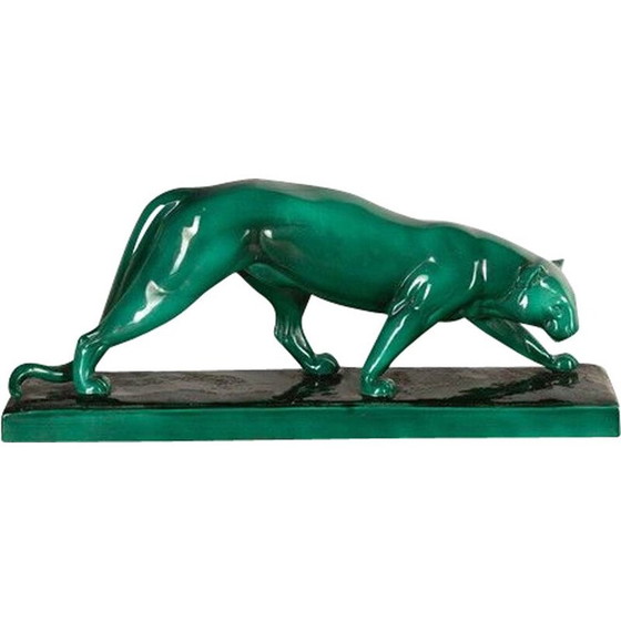 Image 1 of Vintage art deco ceramic panther by Rochard