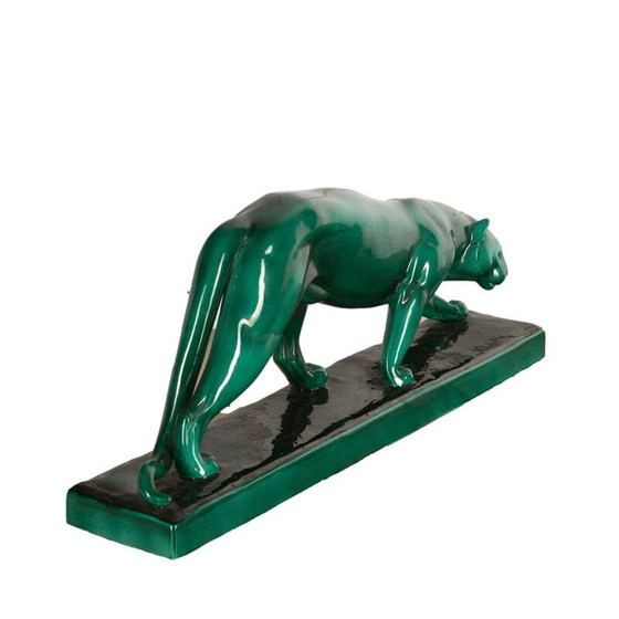 Image 1 of Vintage art deco ceramic panther by Rochard