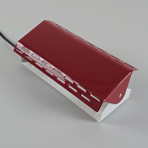 Vintage Massive Red Metal Adjustable Flip-Open Wall Lamp - Designed By Gérard Gossé - Belgium, 1980S.