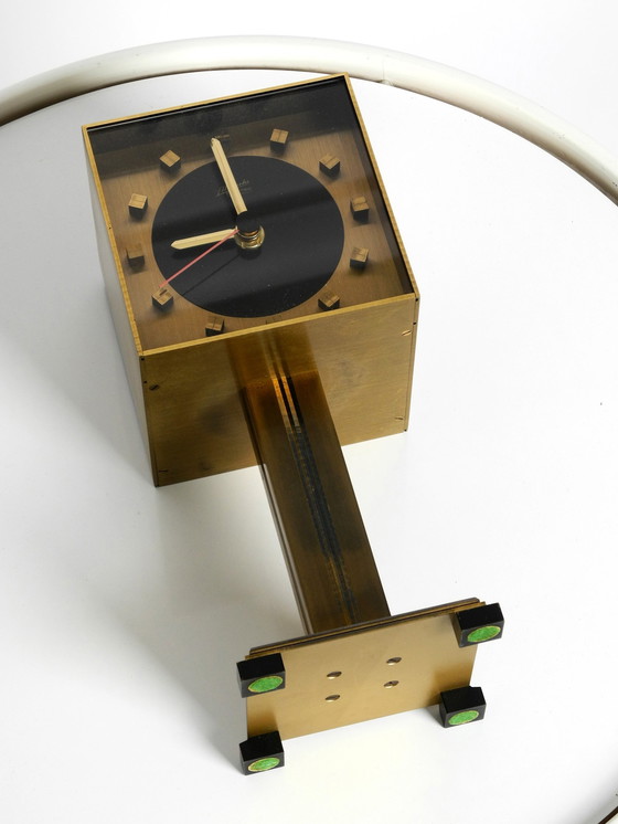 Image 1 of Very Rare Fancy 1960S Brass Table Clock By Atlanta Electric