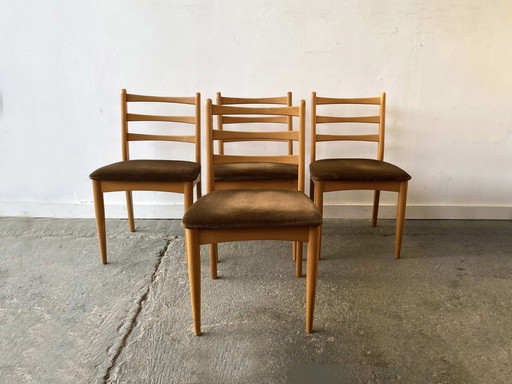 Set Of 4 1970’S Mid Century Dining Chairs By Schreiber