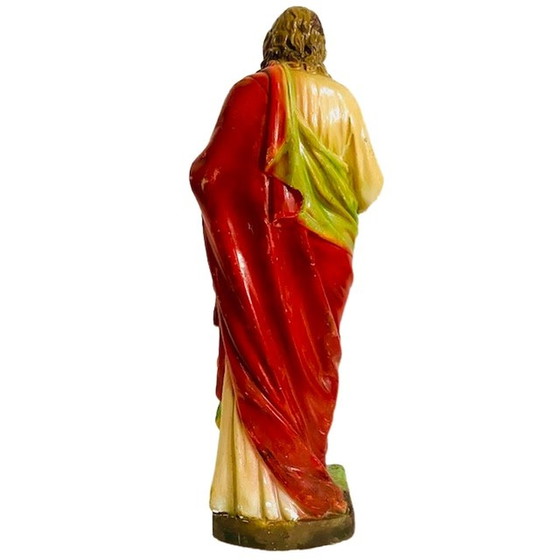 Image 1 of Statua vintage di Gesù XL sacro cuore rosso