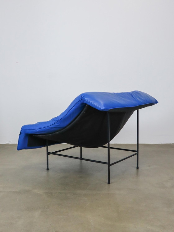 Image 1 of Blue Leather Butterfly Chair Gerard Vd Berg For Montis