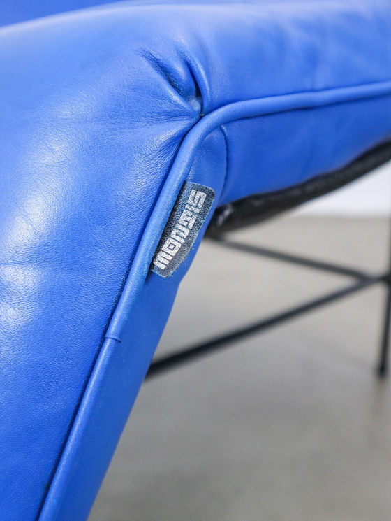 Image 1 of Blue Leather Butterfly Chair Gerard Vd Berg For Montis