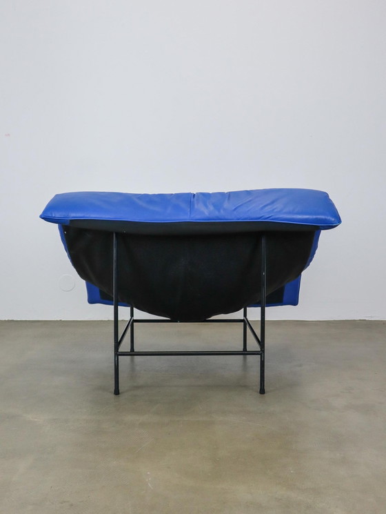 Image 1 of Blue Leather Butterfly Chair Gerard Vd Berg For Montis