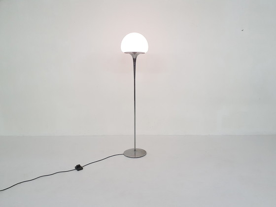 Image 1 of Opaline glass and chrome floor lamp by Goffredo Reggiani, Italy 1960's