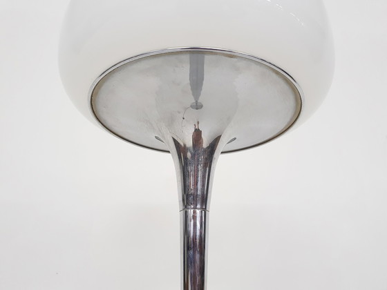 Image 1 of Opaline glass and chrome floor lamp by Goffredo Reggiani, Italy 1960's