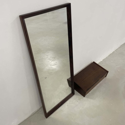 Mirror with wall cabinet in rosewood