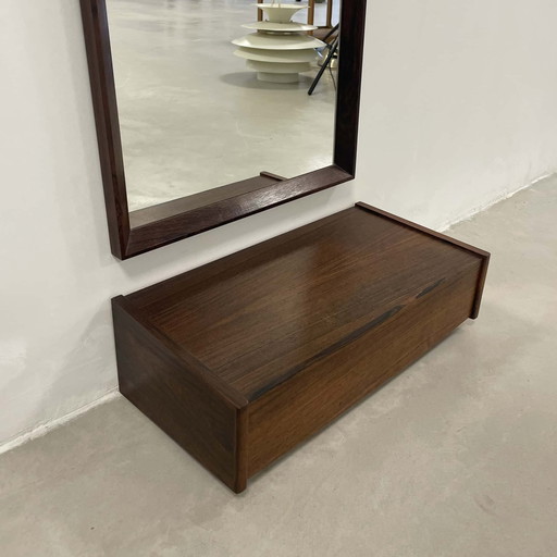 Mirror with wall cabinet in rosewood