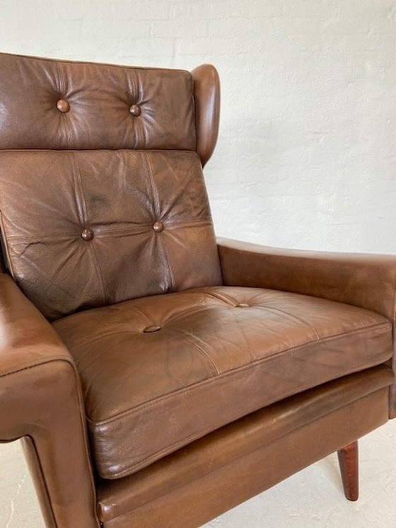 Image 1 of Vintage Retro Danish Mid-Century Svend Skipper Brown Leather Club Chair 60S