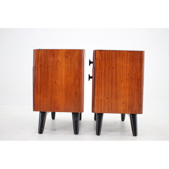 Image 1 of Pair of vintage mahogany night stands by Jindrich Halabala, Czechoslovakia 1950s